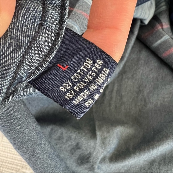 Robert Graham Shirt Men Large Plaid Chambray Denim Button Up Long Sleeve G - Picture 7 of 7